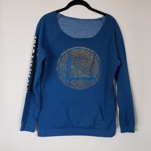 Warriors distress bling blue woman sweater M